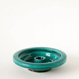 Large ceramic candlestick, handmade, green, 1970.