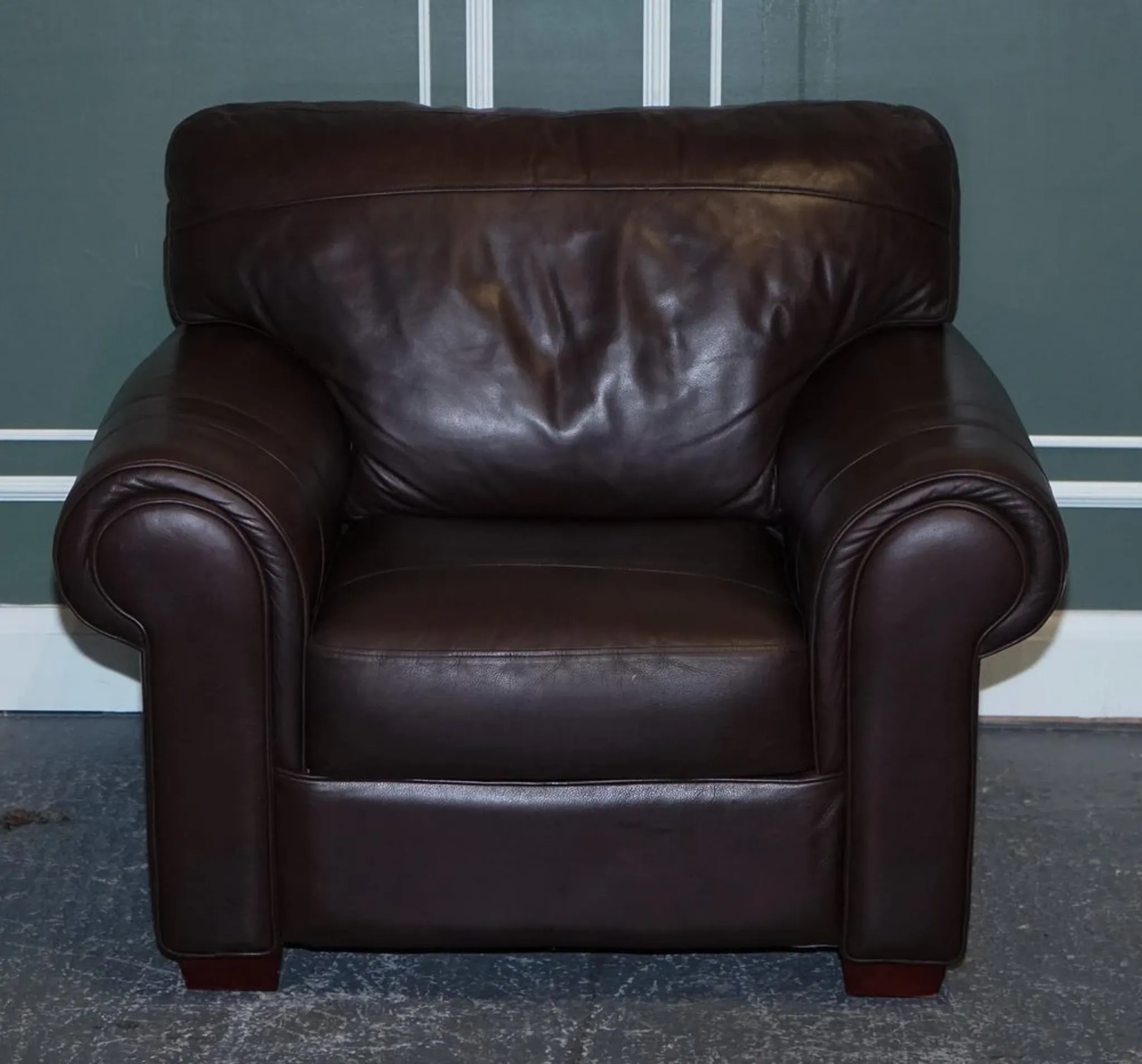 Brown Leather Armchairs, Set of 2