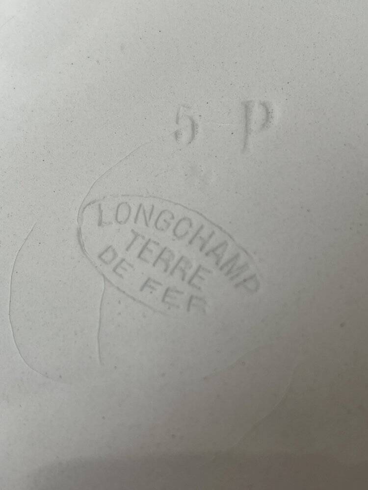Set of 3 antique Longchamp ironstone dinner plates.
