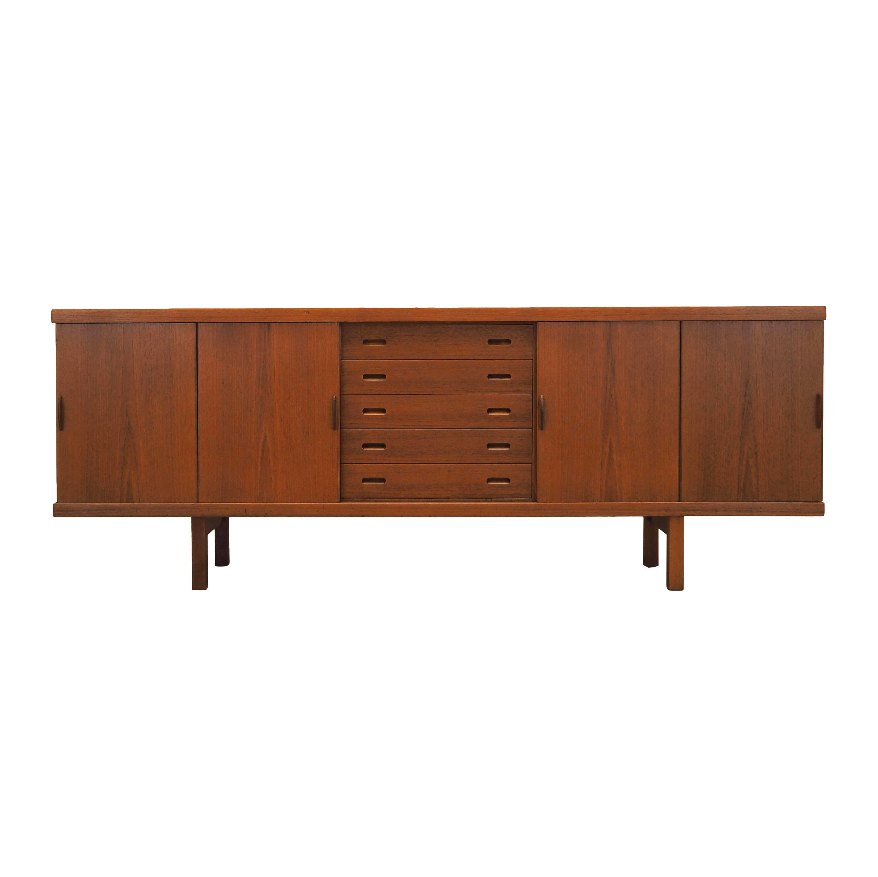 Teak sideboard with sliding doors, Denmark, 1960s
