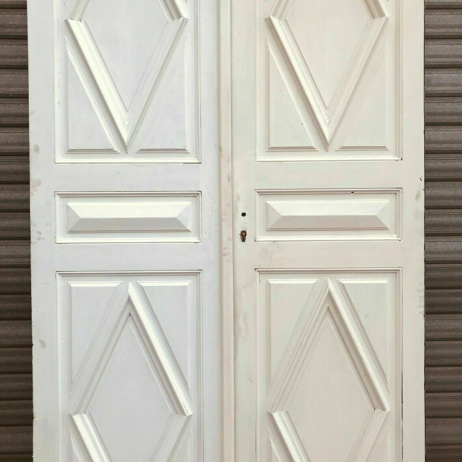 Double passage doors in patinated fir, 19th century