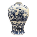 Dynastie qing style kangxi bleu et blanc les huit immortels traversant la mer vase prunus chinois