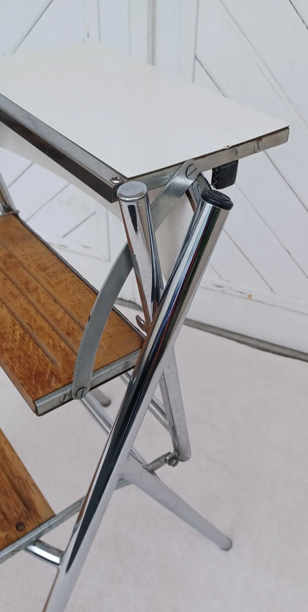 Wood and formica step stool chair