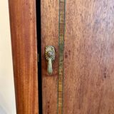 Antique bedside table in wood and marble – adorned with gilded brass ornaments –