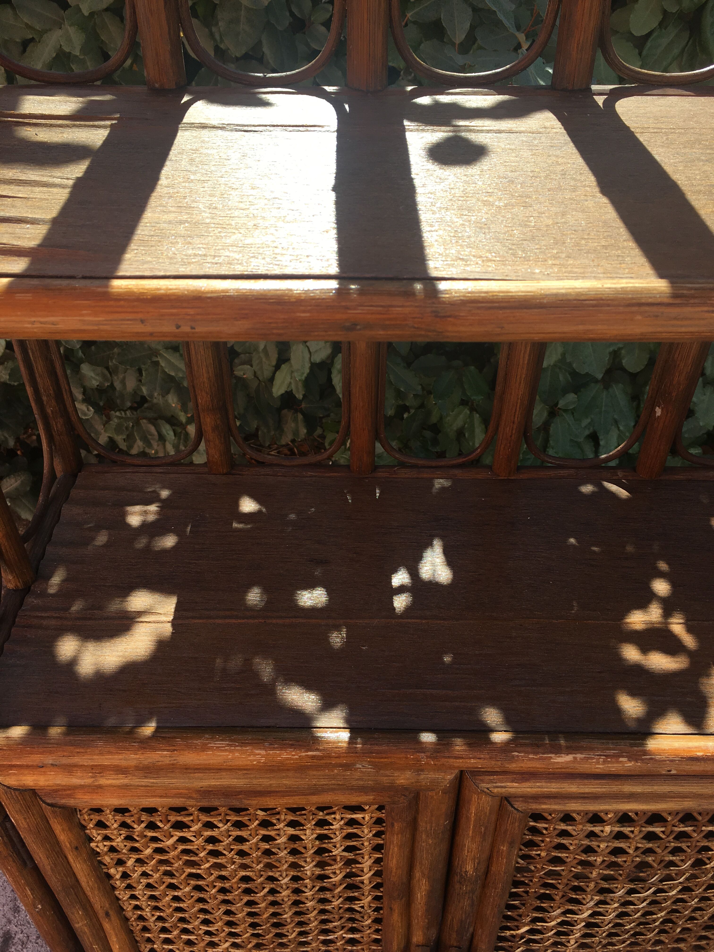 Rattan shelf and caning