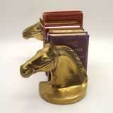Vintage Brass Horse Head Bookends Pair – French Cast Brass Equestrian Decor