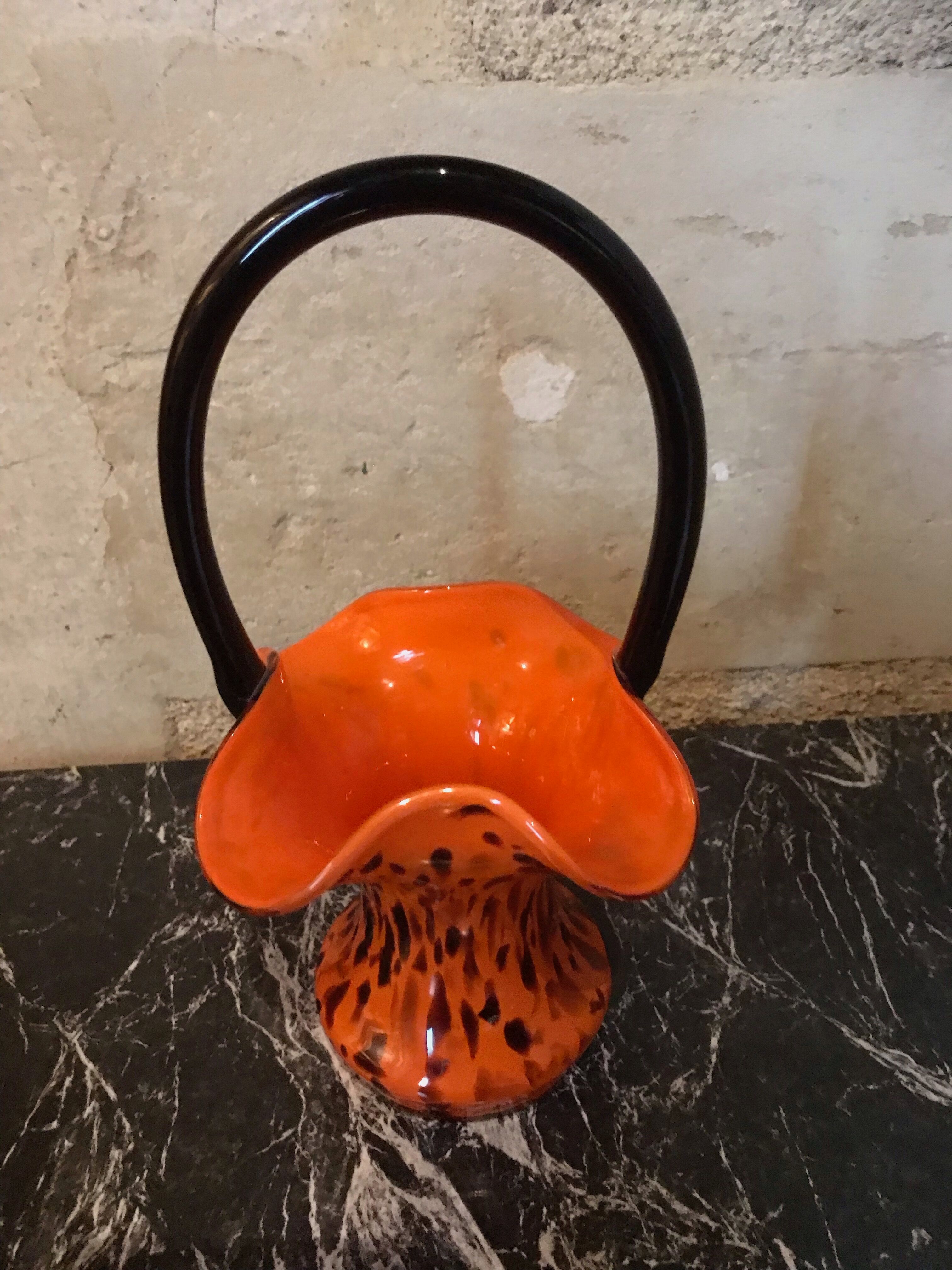 Blown glass basket vase