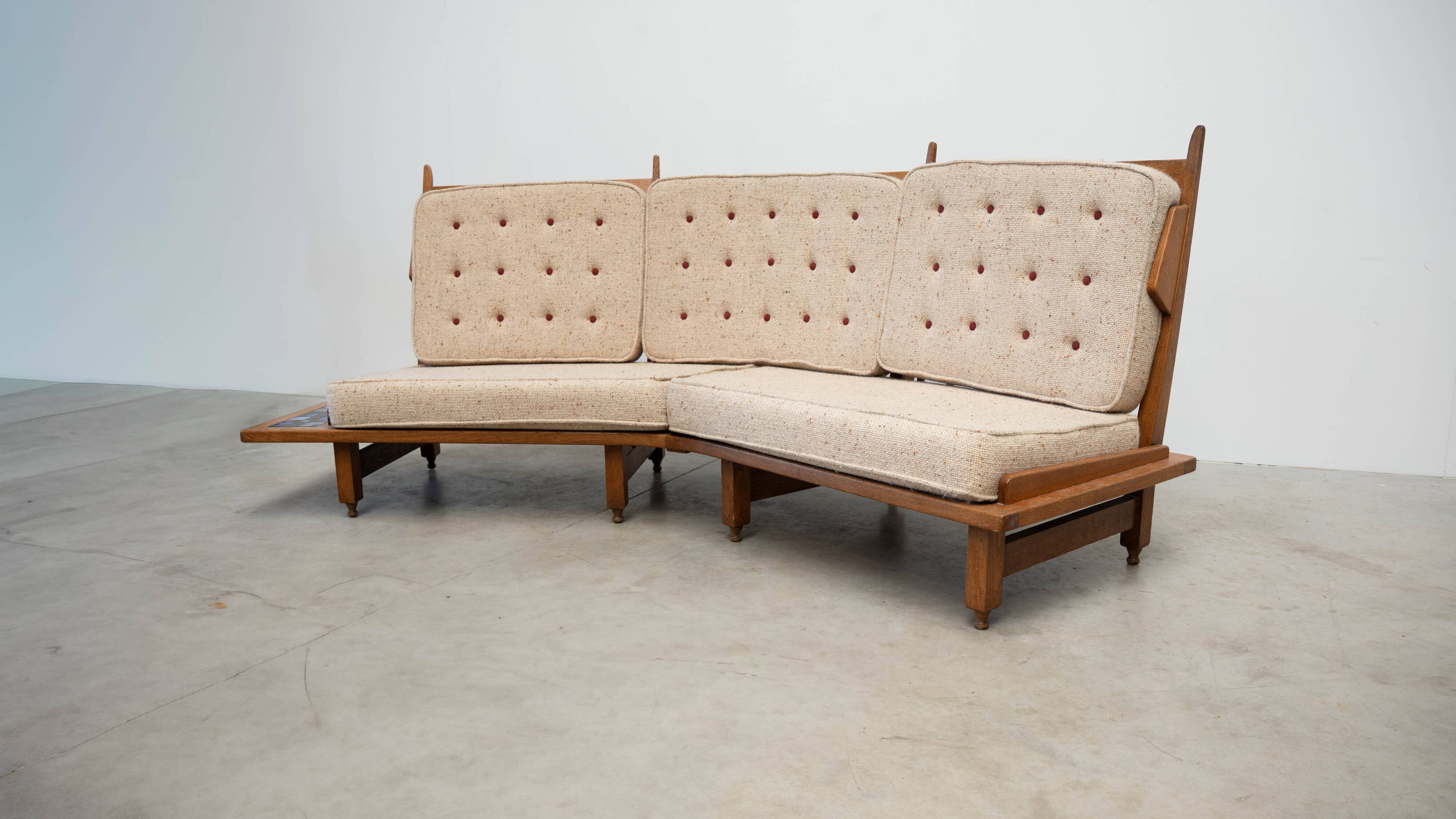Curved sofa by Guillerme et Chambron for Votre Maison
