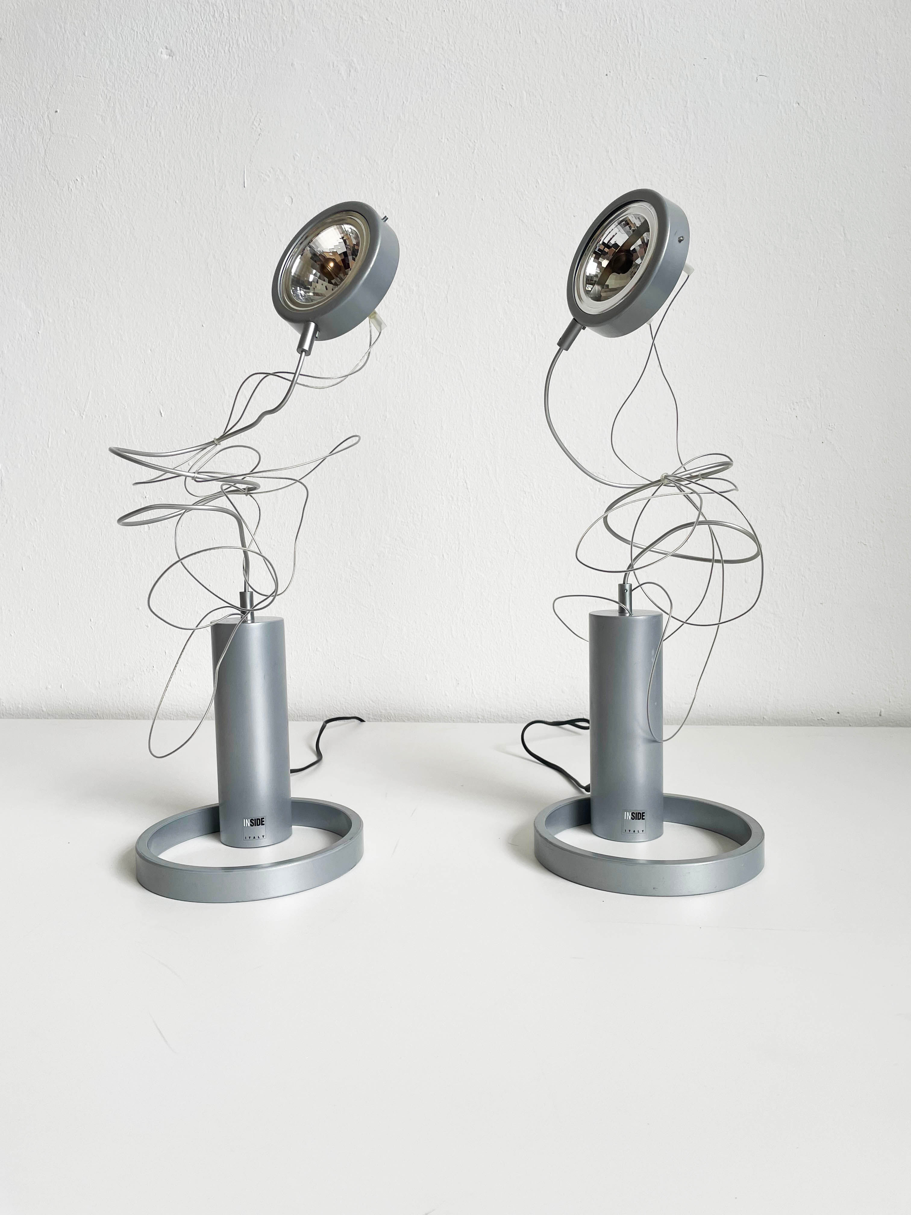 Pair of Postmodern Halogen Designer Table Lamps, Italy 1980's, 1990's
