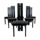 Set of 6 black wooden high back dining chairs - 1980s