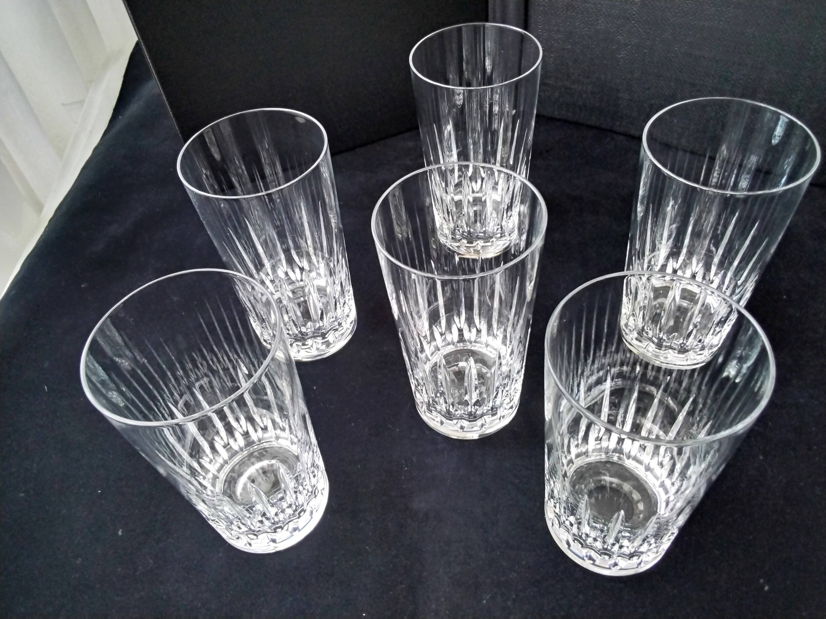 6 Arques crystal orangeade, whisky and cocktail glasses