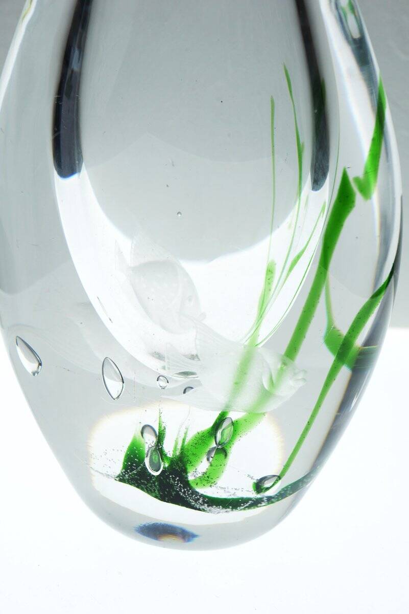 Seaweed & Fish Vases by V. L. Kosta, Set of 2