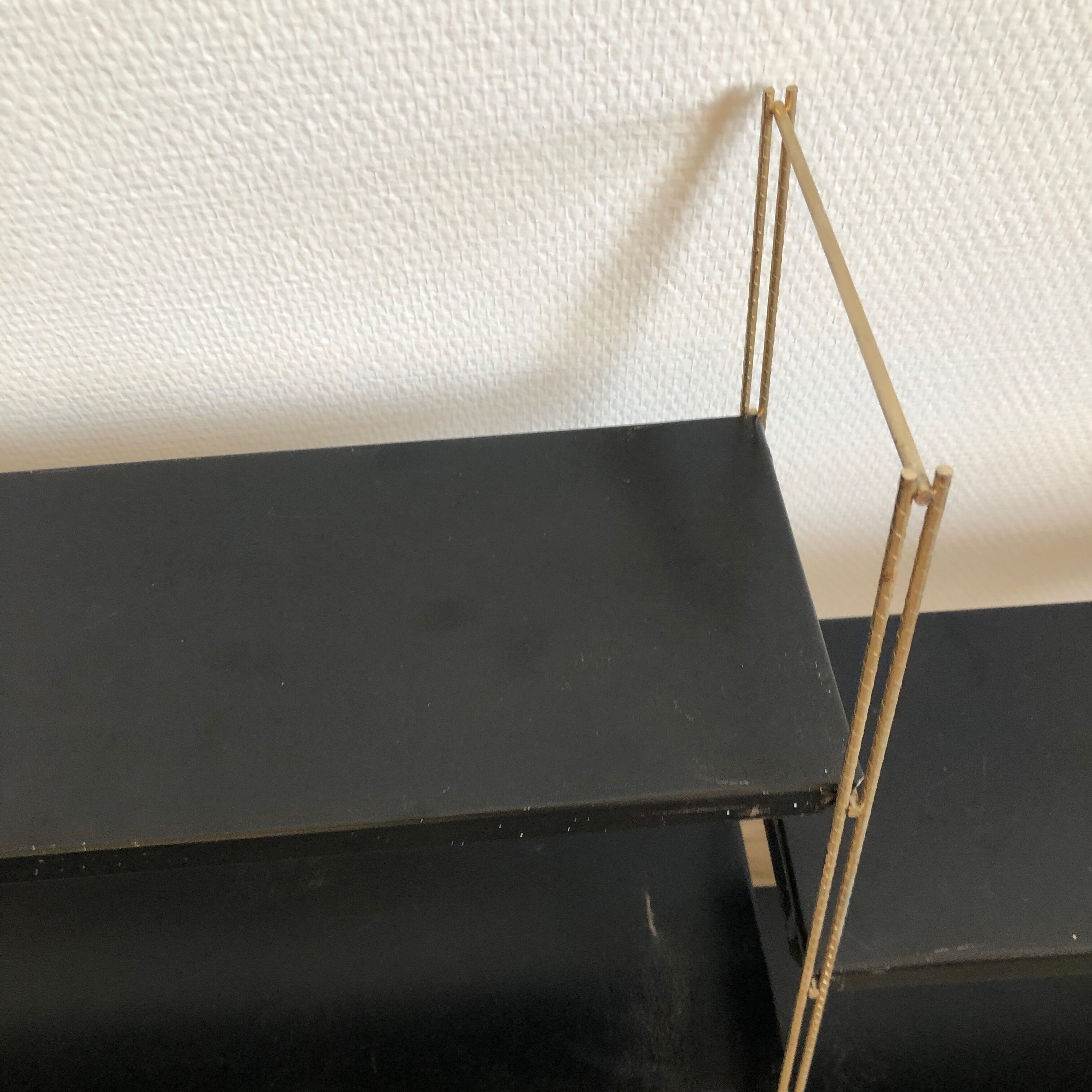 Vintage gold black string shelf 1960 144x60cm