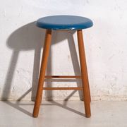 Antique wooden stool with a round seat – Central Europe, around 1950