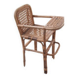 Chaise haute pour poupée en rotin vintage