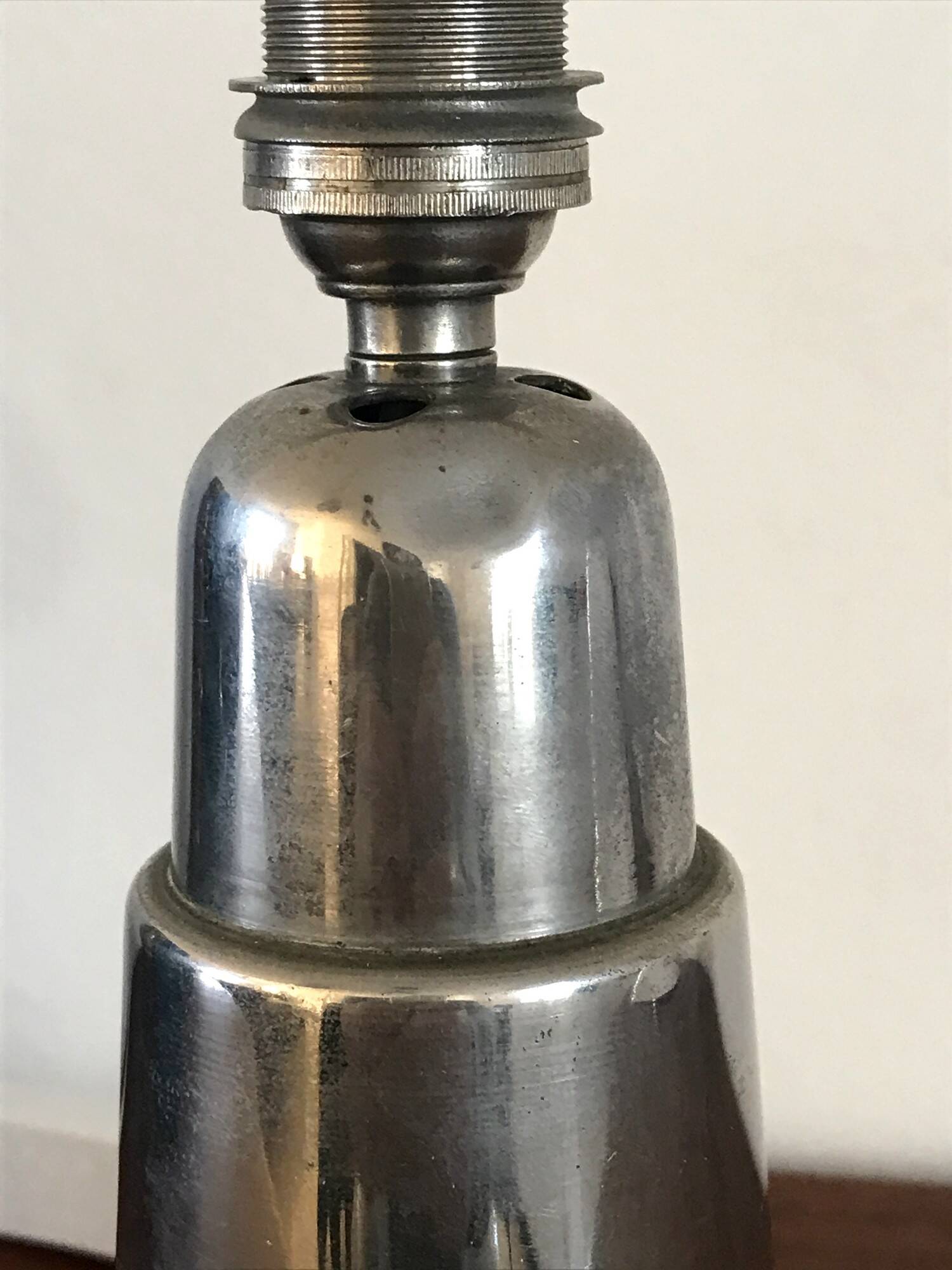 1930s Art Deco lamp in chrome with recycled cotton shade
