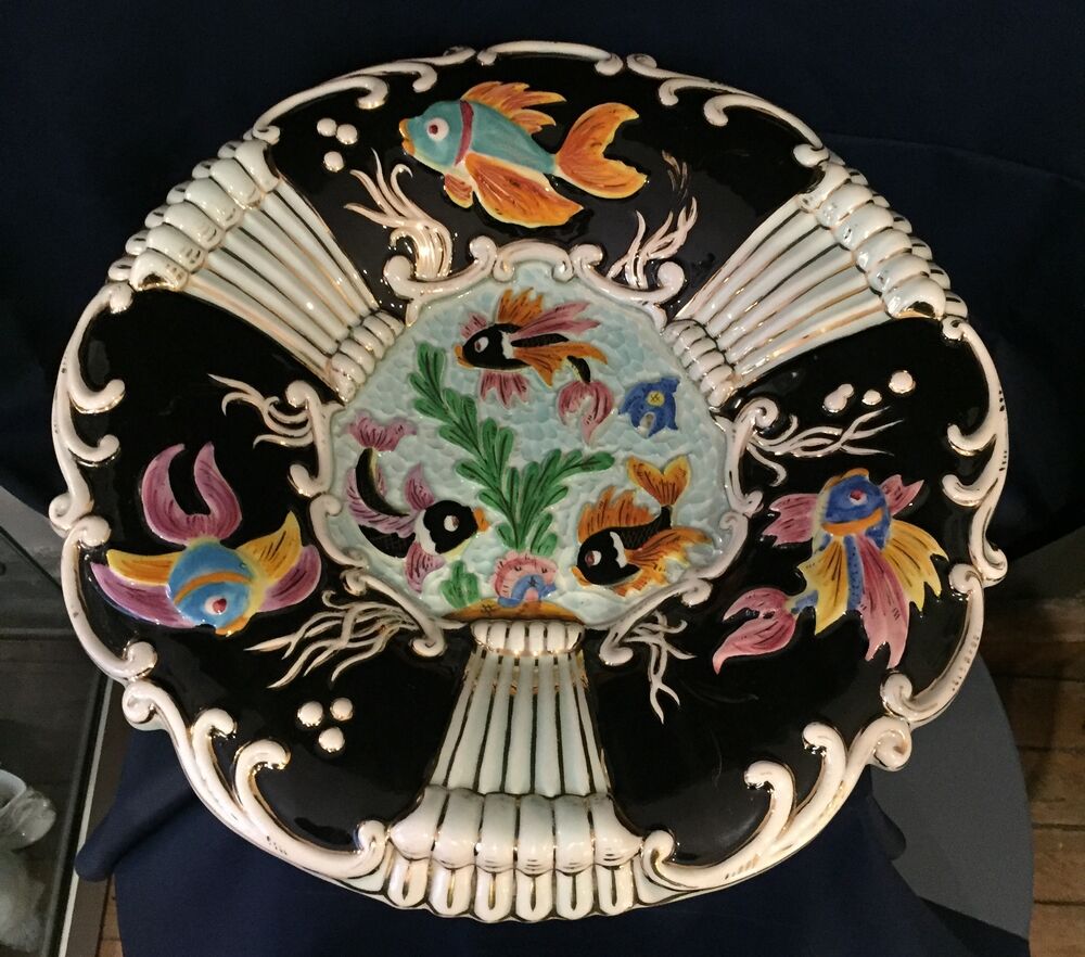 Vintage fruit cup with fish decoration cerdazur monaco