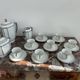 Coffee set, tea 1925, art deco, union céramique, uc, limoges, 8 cups, 8 subcups, teapot