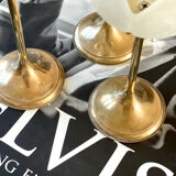 3 glass and brass candle holders