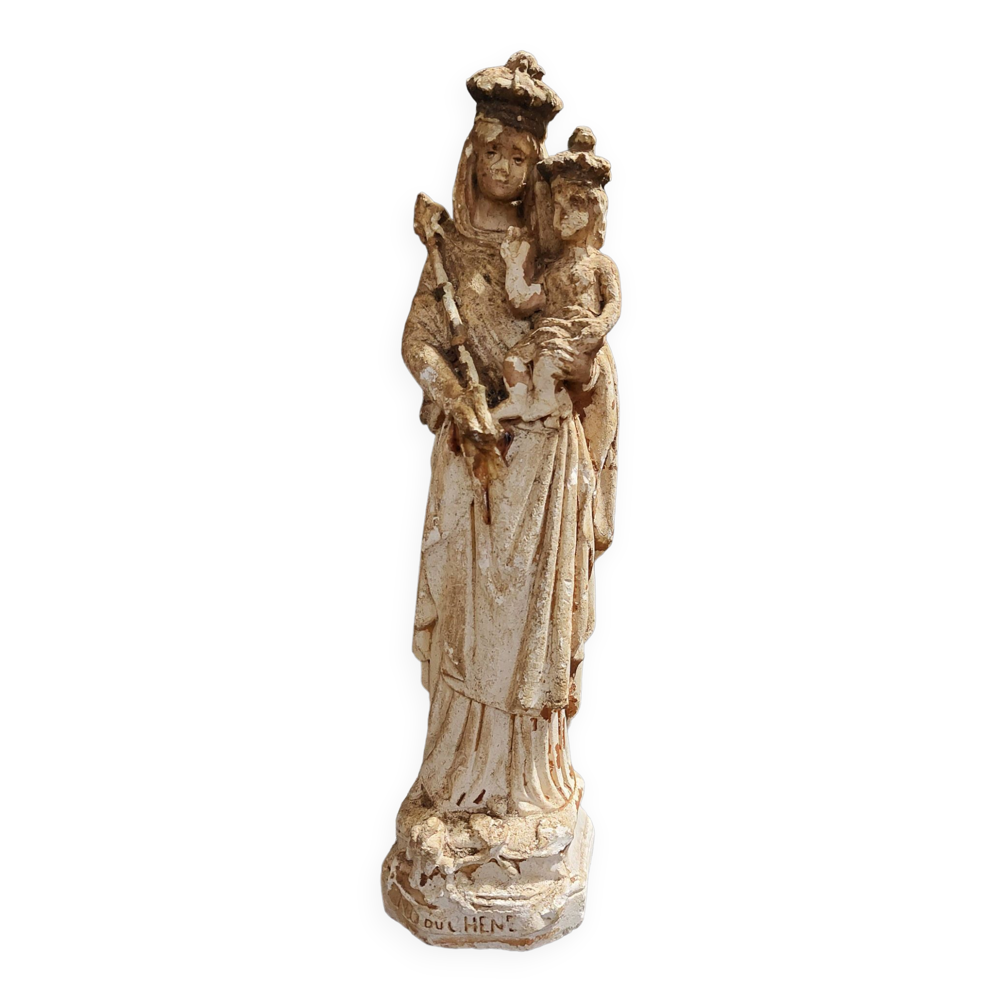 Religious statue of Our Lady of the Oak plaster 19th century