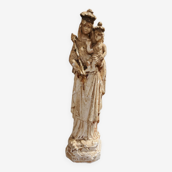 Statue religieuse Notre Dame du chêne plâtre XIXème