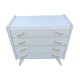Commode pieds compas relookee blanc 1960 vintage