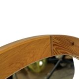Vintage 70s round pine mirror Swedish design