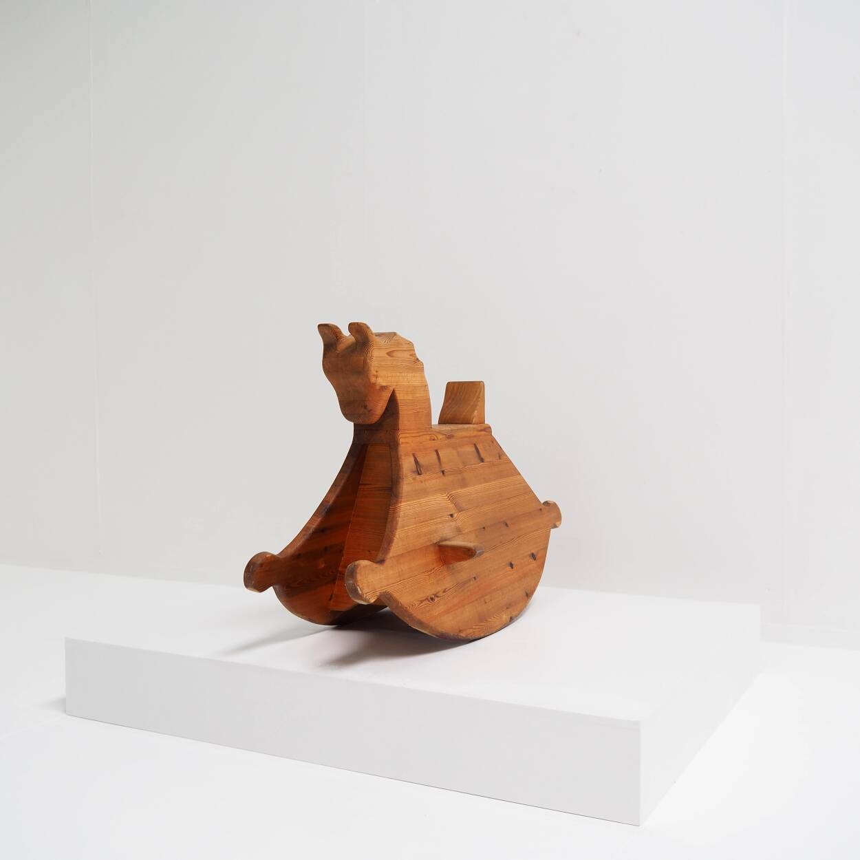 1970s Rocking Horse in Solid Pine Wood, Children’s Toy