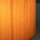 Vintage Swedish wooden floor lamp with pleated shade from the 1960s.