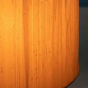 Vintage Swedish wooden floor lamp with pleated shade from the 1960s.