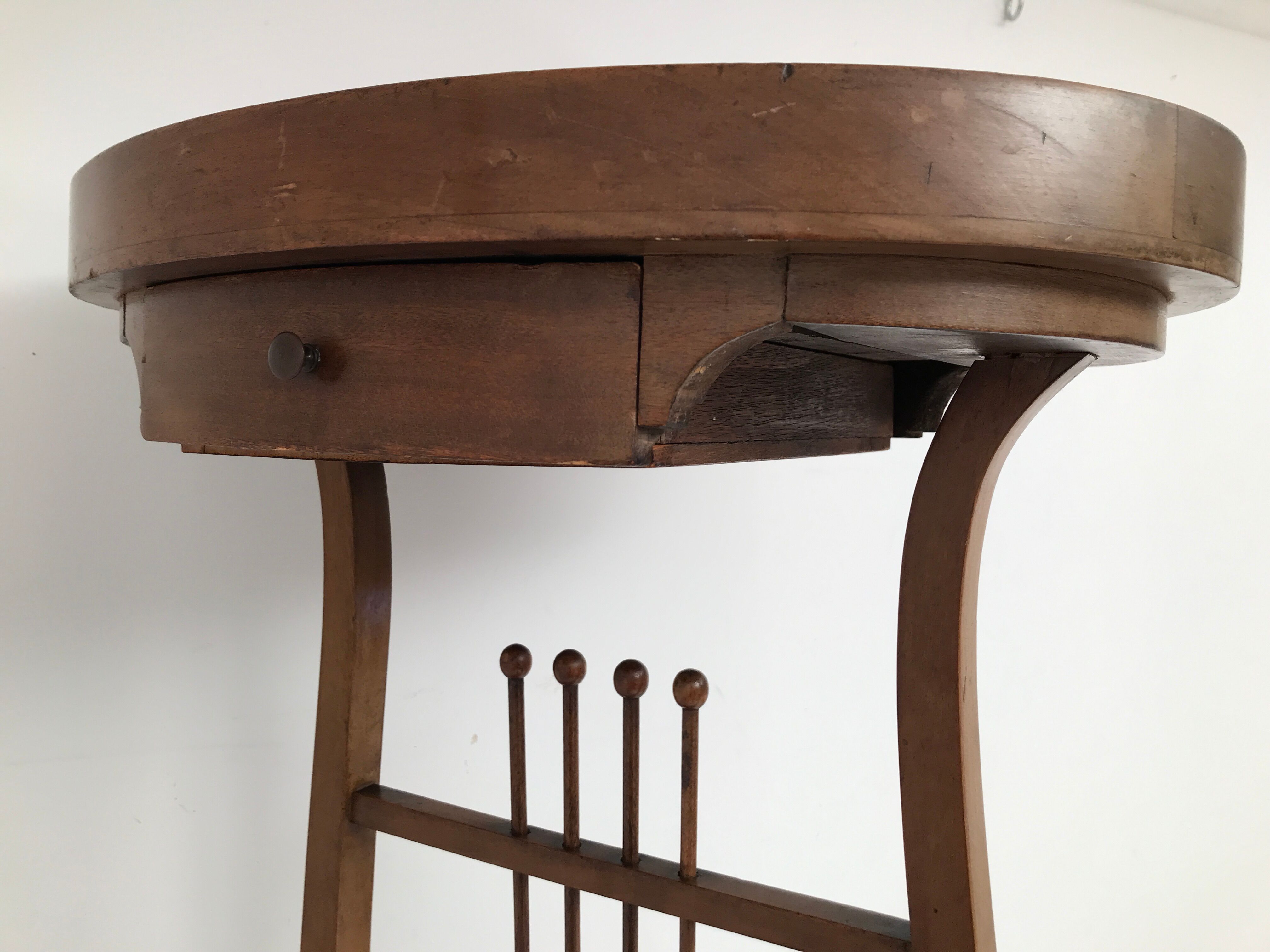 19th-century vintage lyre table