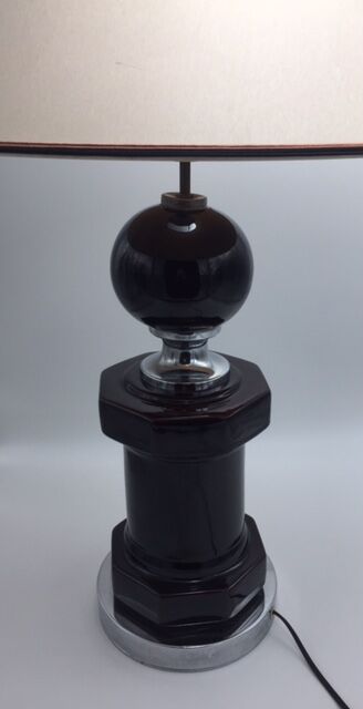 Lamp in ceramic and chrome, 80s