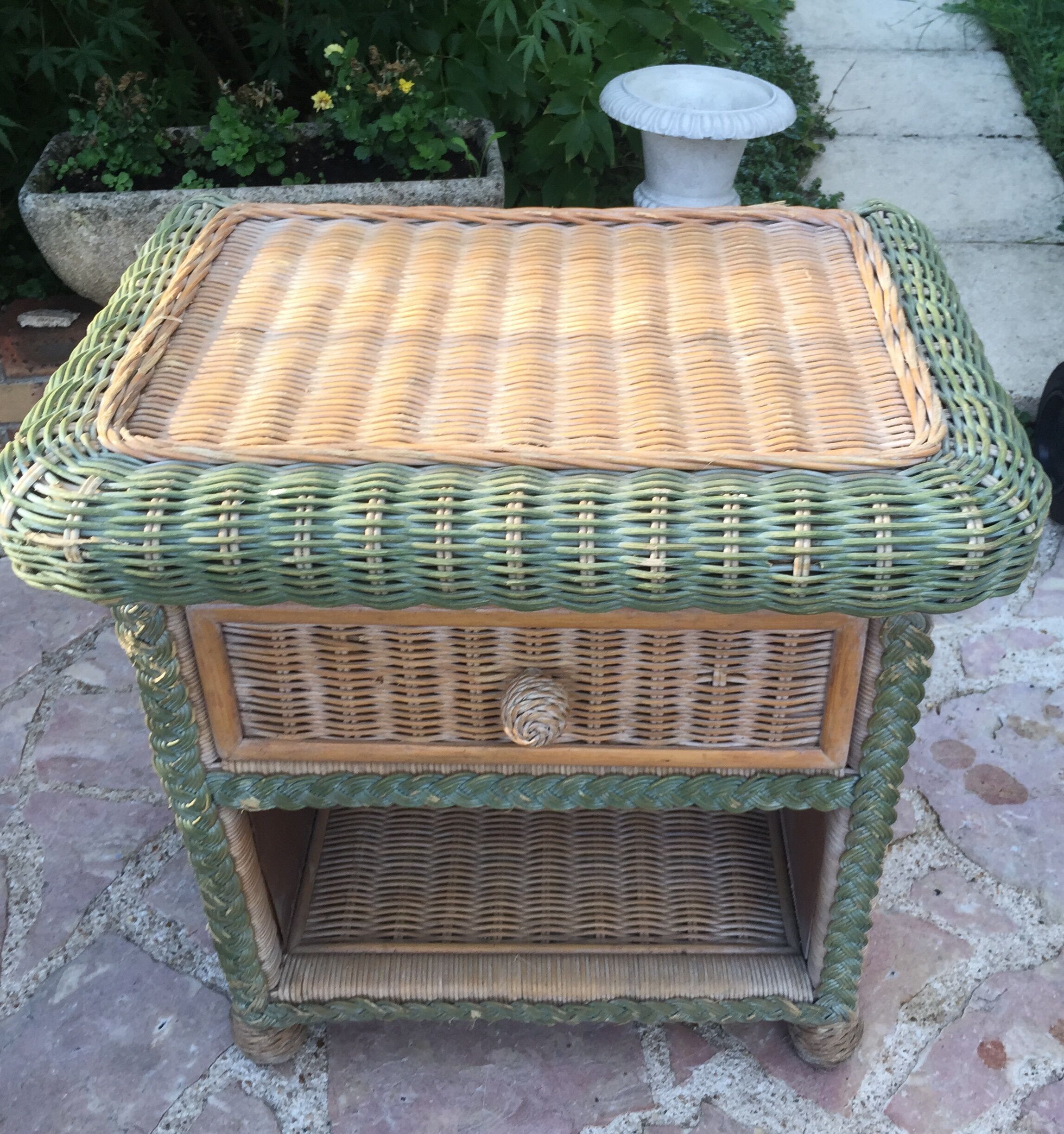 Rattan bedside table