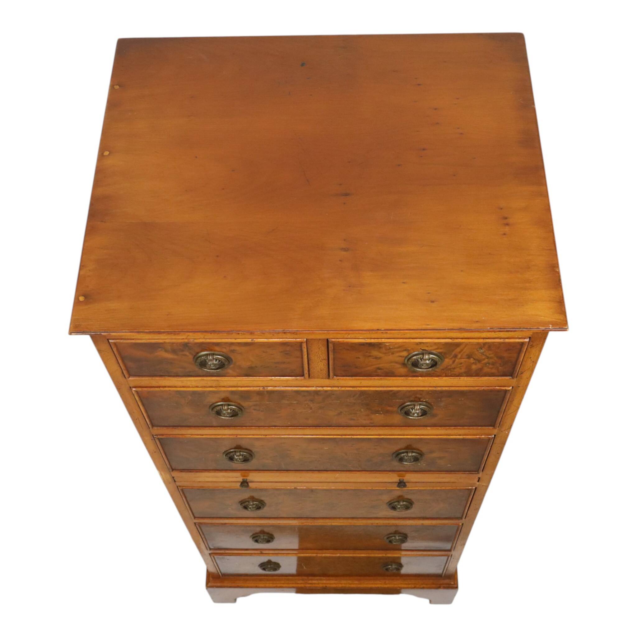 Vintage Chest of Drawers Burton Reproductions Burl Wood Veneer 116cm