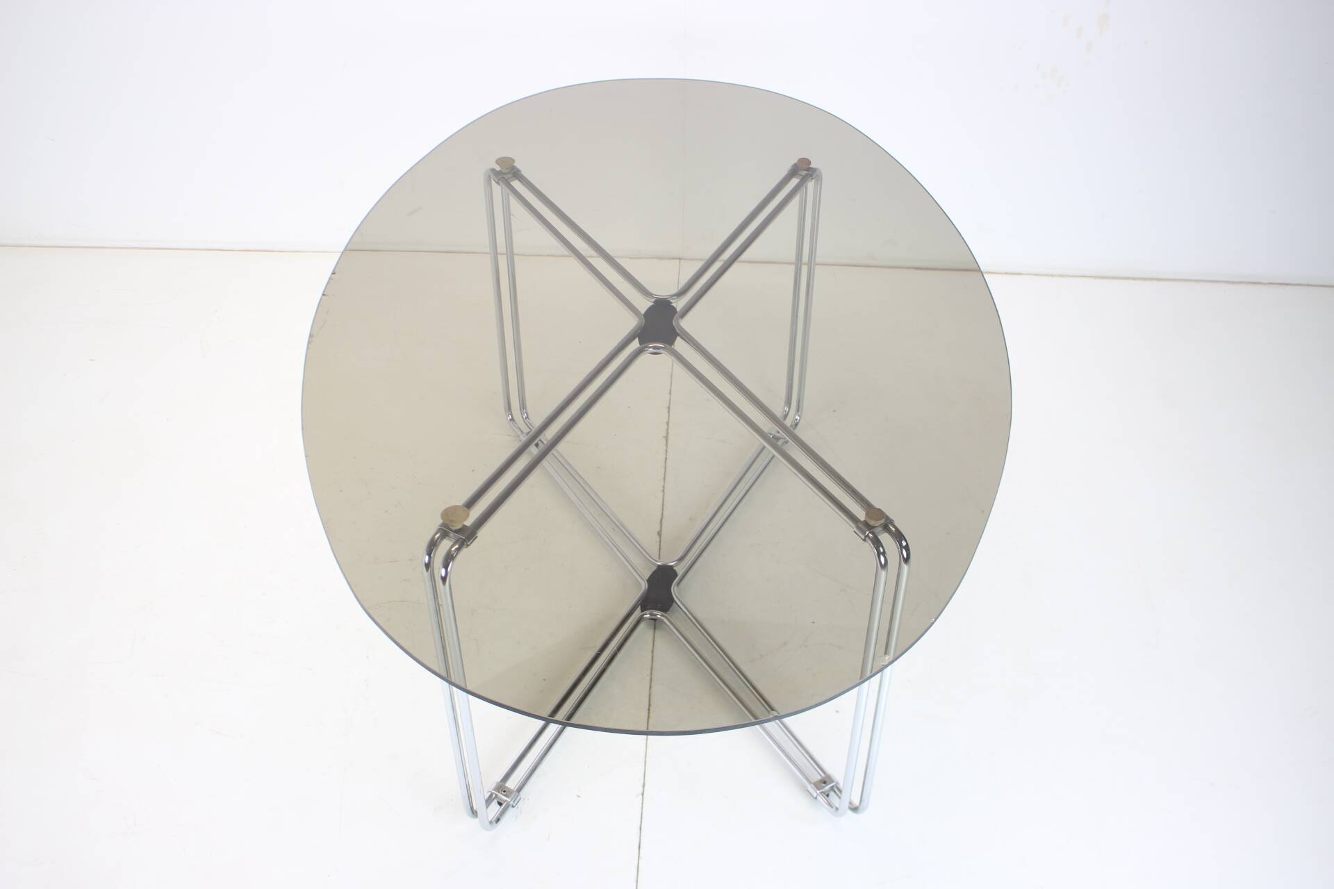 Midcentury Chrome and Glass Dining Table, Italy, 1970s