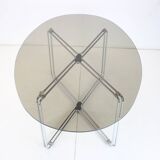 Midcentury Chrome and Glass Dining Table, Italy, 1970s