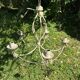 Country-style patinated metal chandelier – 5 arms – decorative foliage