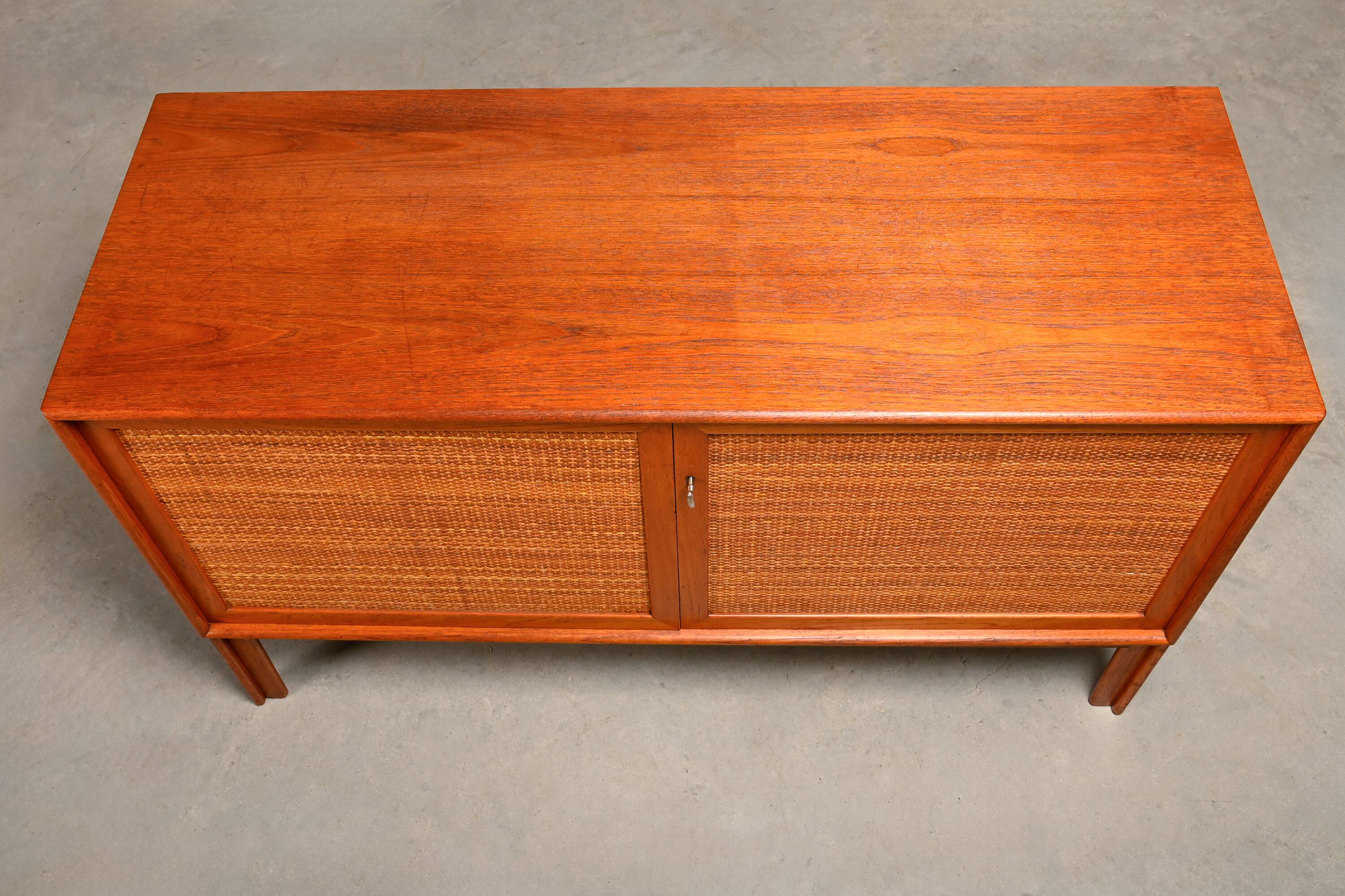 Alf Svensson Norrland Sideboard in Teak and Rattan for Bjästa Möbelfabrik