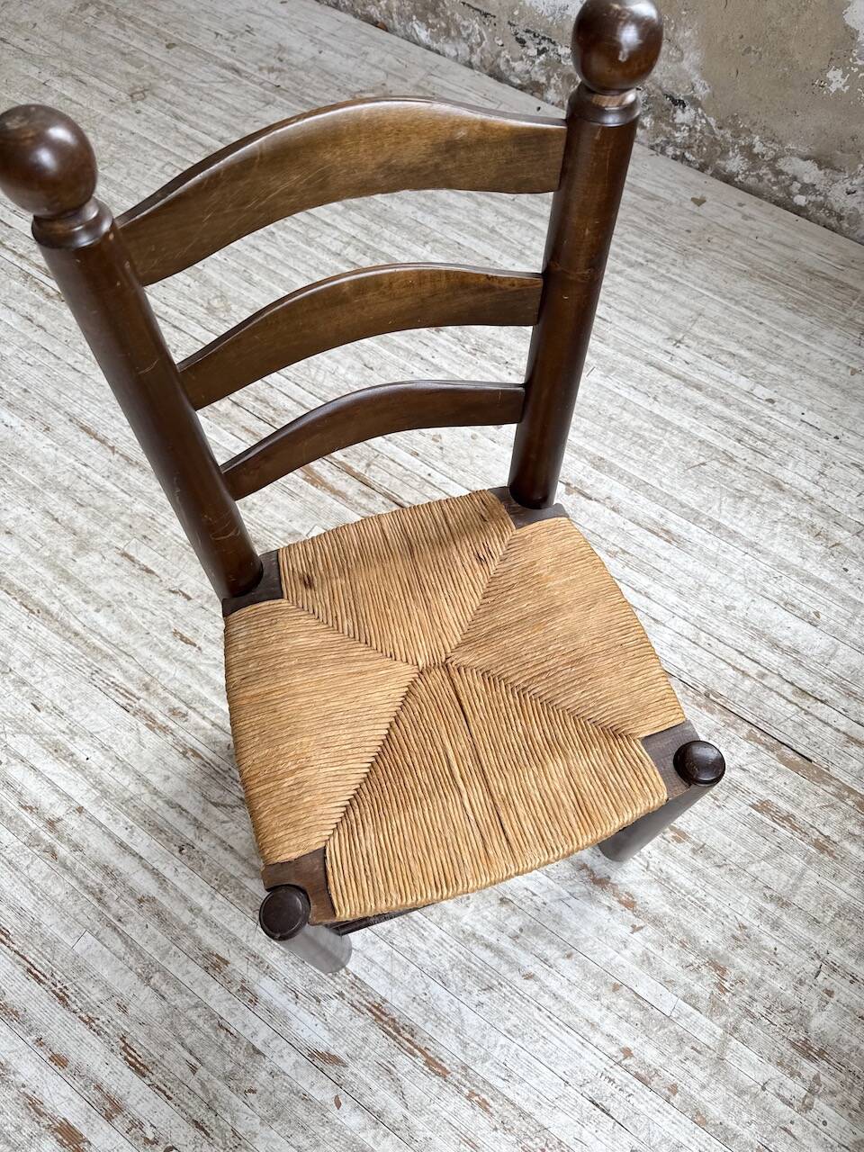 Straw chairs oak 1940s Dudouyt