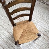 Straw chairs oak 1940s Dudouyt