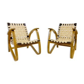 Pair of mid century bentwood armchairs