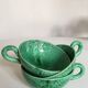 Cups green glazed ceramic, marius giuge, vallauris 50's