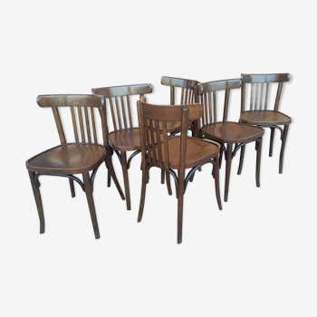 Suite de 6 chaises de bistrot vintage années 1960