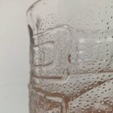 Large vintage glass vase or bowl with South American/Inca ornaments.