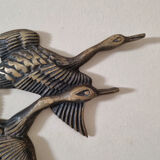 Set of two wall decorations exotic birds vintage brass