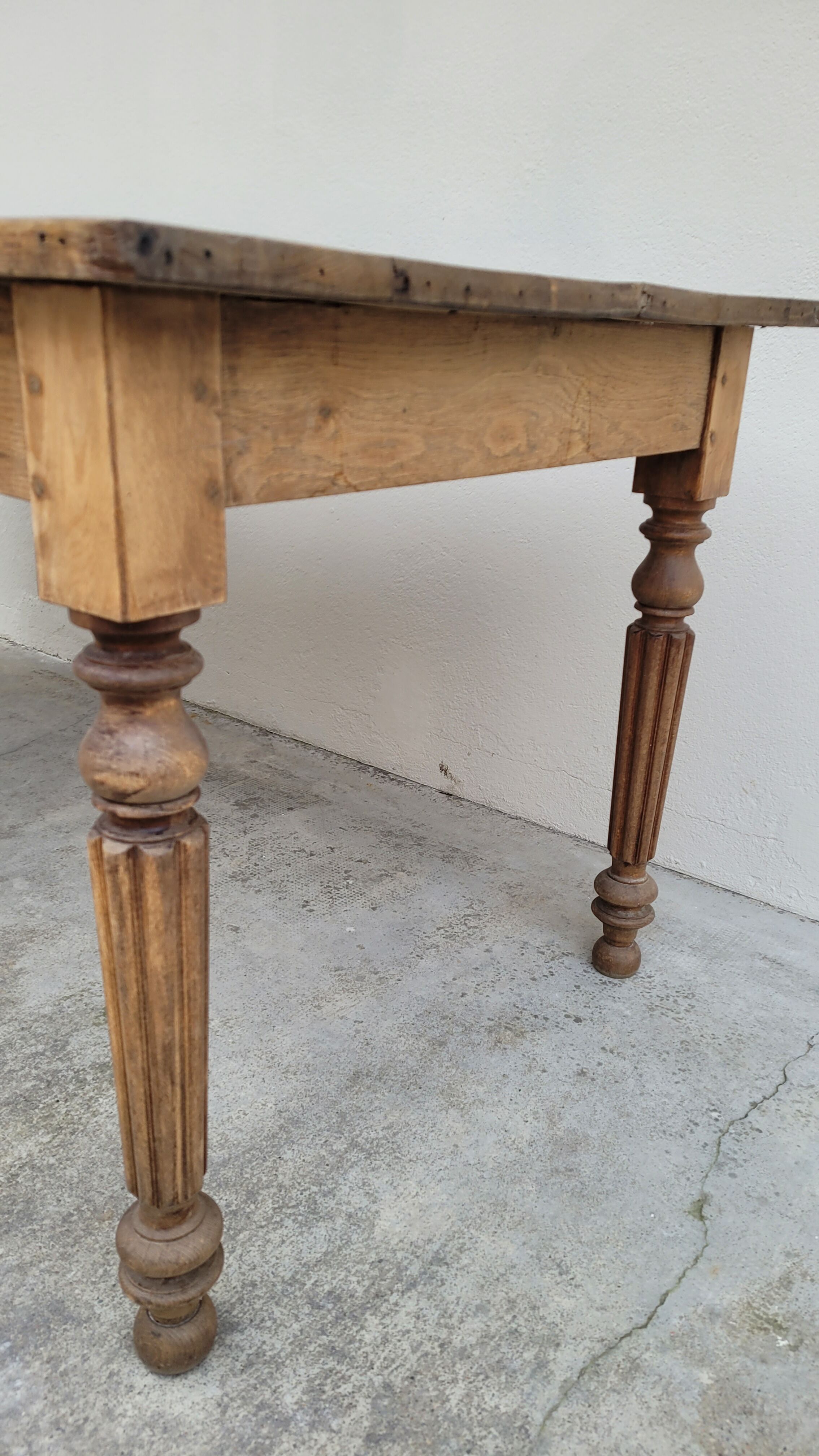 Rustic farmhouse table in solid oak Louis Philippe style -1m84