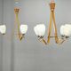 Pair of Czech Mid-Century Wood and Glass Chandeliers by Dřevo Humpolec