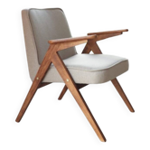 Fauteuil vintage en laine beige