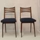 Pair of Scandinavian chairs seated night blue fabric restored, year 60.