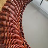 Vintage round rattan mirror